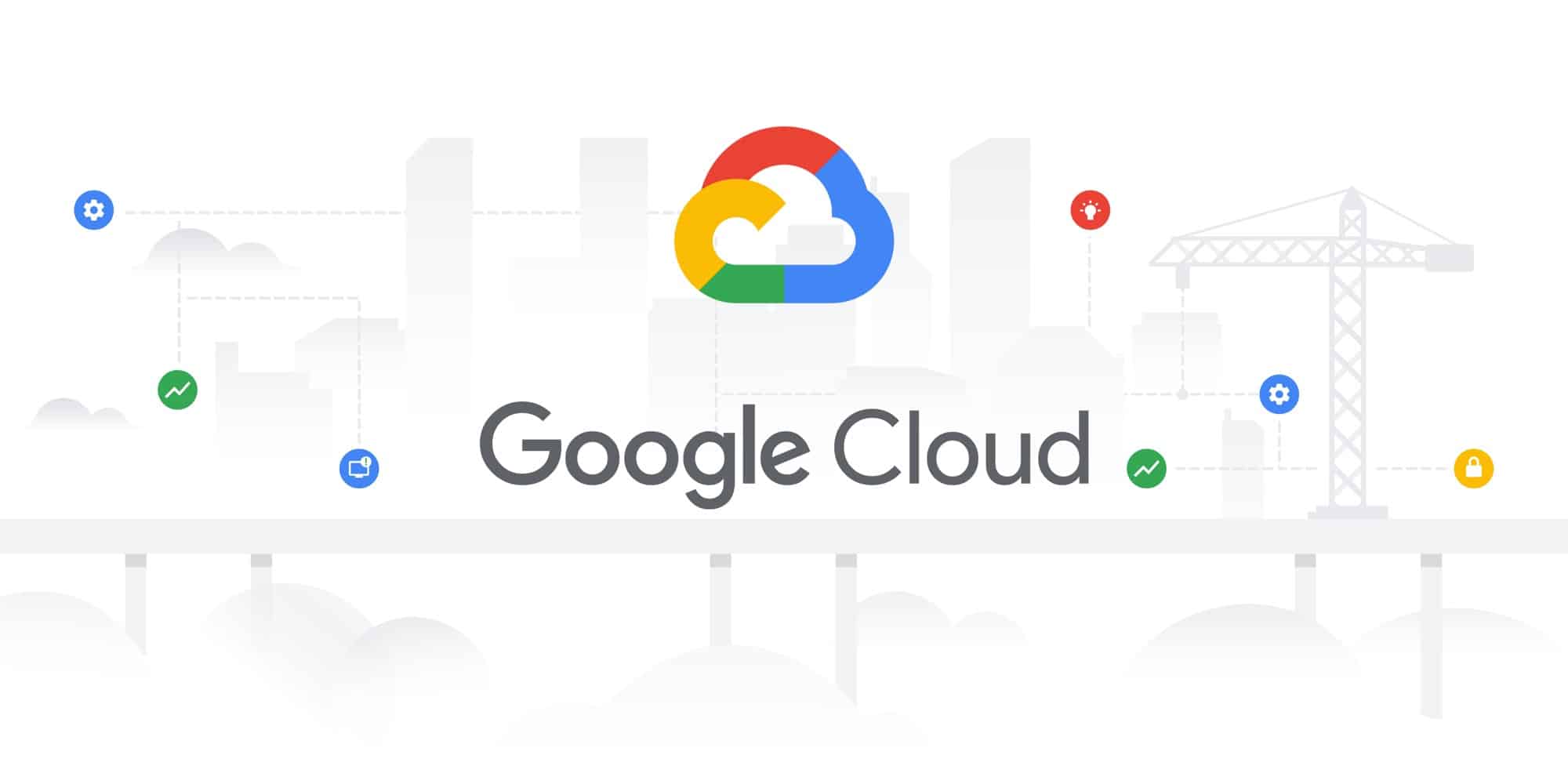 Illustration of Google Cloud logo with connections to building tools