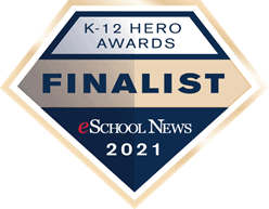Shield shaped logo for the eSchool News K-12 Hero Awards