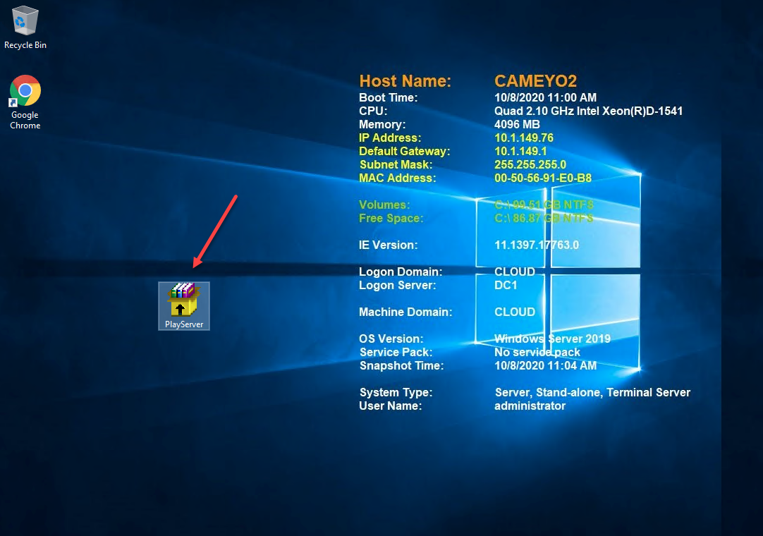 Showing the Cameyo installation is copied over to the Cameyo server